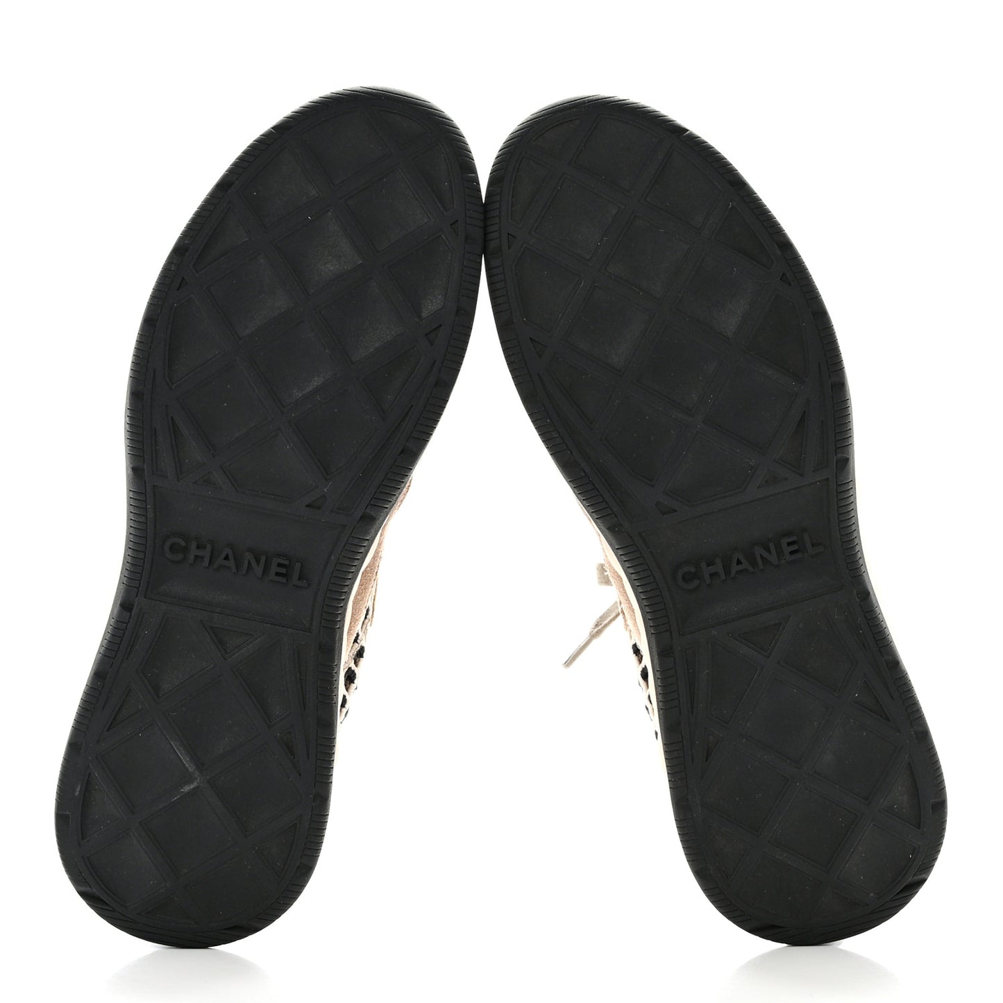 Suede Calfskin Embroidered CC Sneakers 38.5 Beige Black