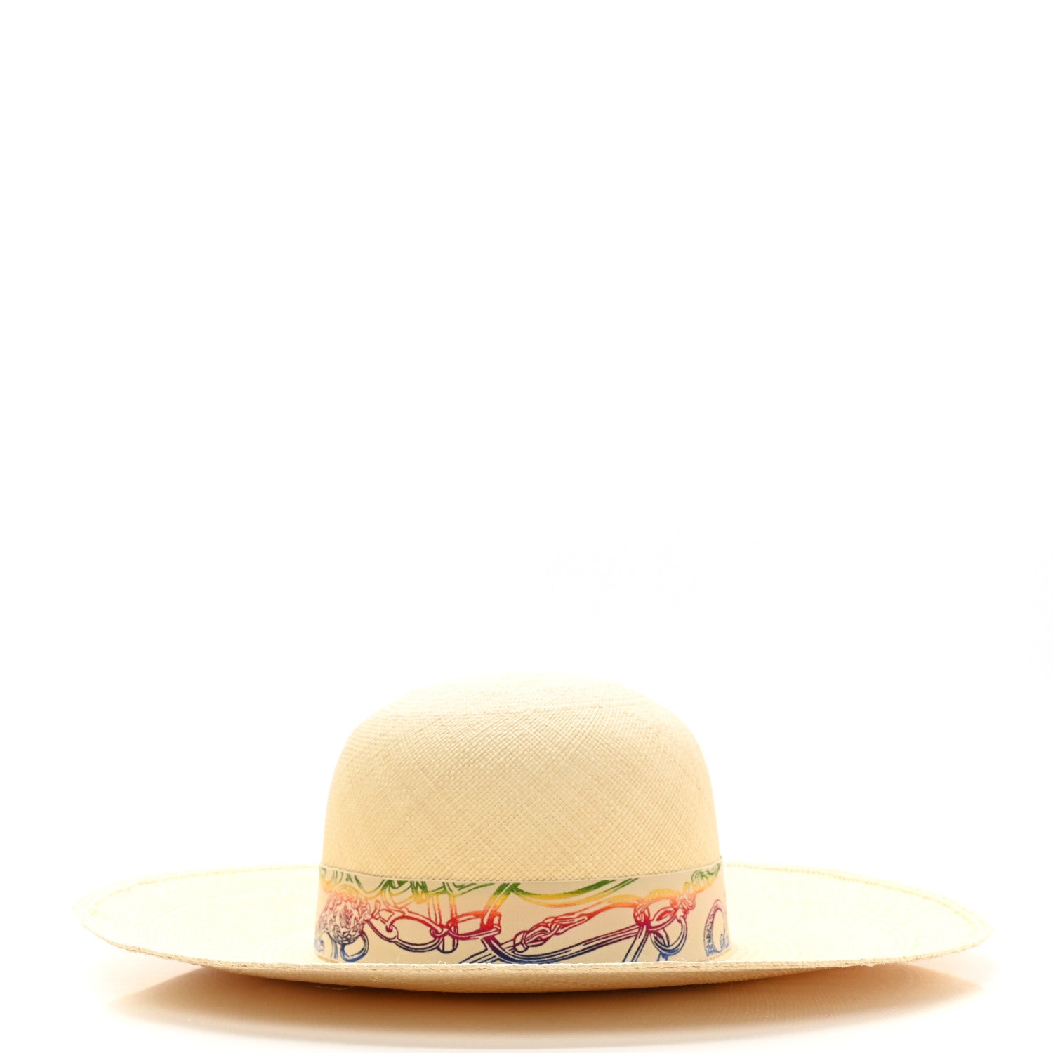 Hermes Straw Panama Brisa Brides De Gala Hat 58 Naturel Multicolore 5 of 9