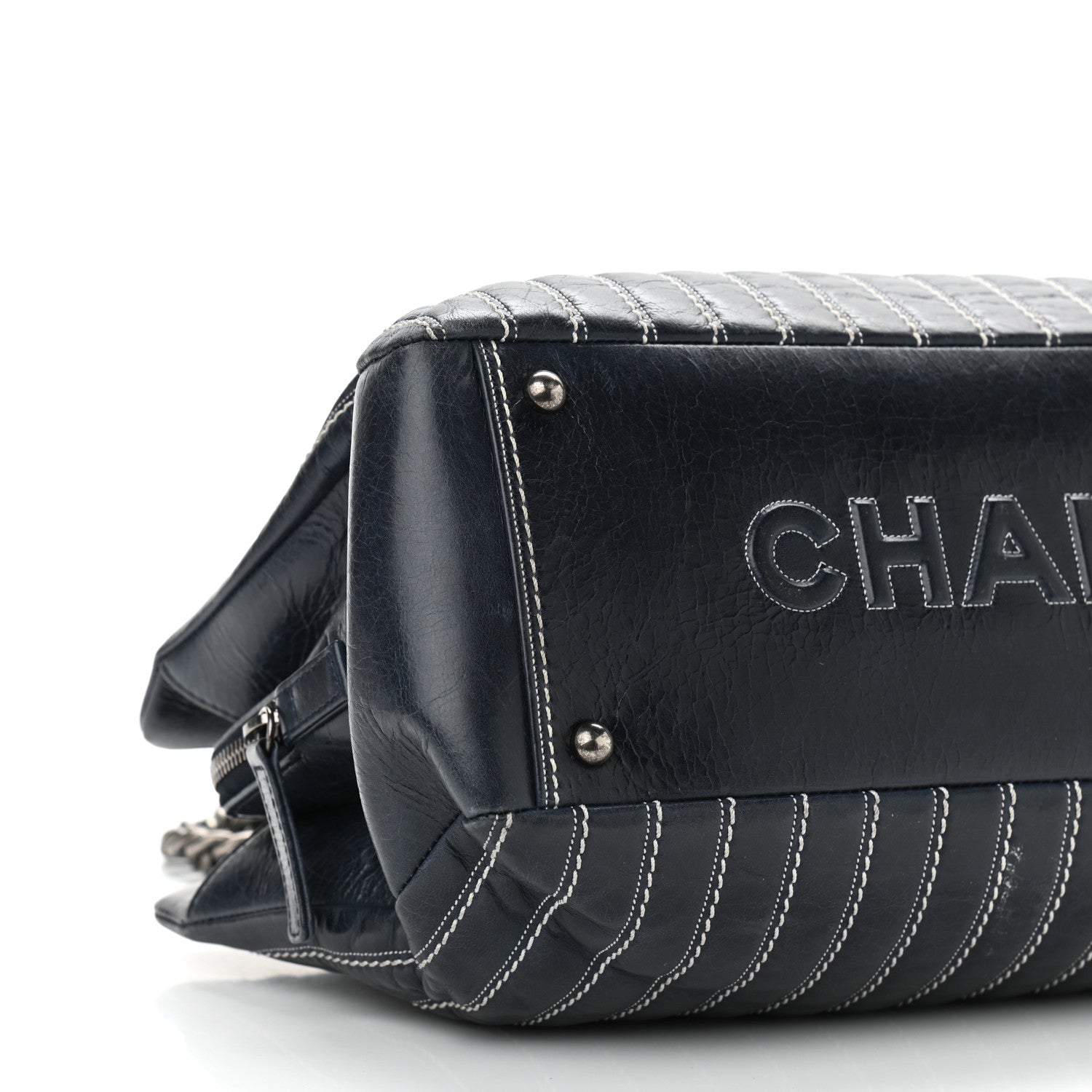 Chanel Lambskin Vertical Quilted Tote Navy 5 of 14