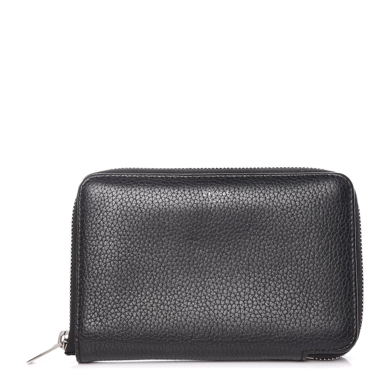 Celine Drummed Calfskin Zip Around Multifunction Wallet Black Citron 1 of 9