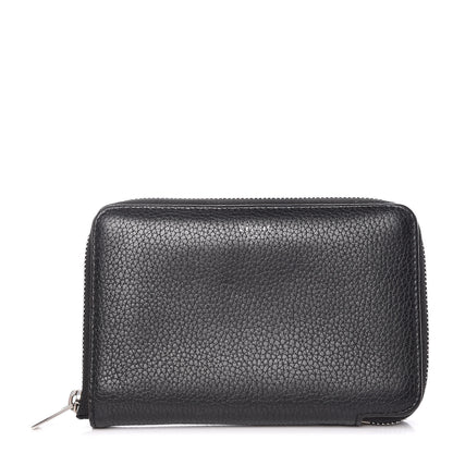 Celine Drummed Calfskin Zip Around Multifunction Wallet Black Citron 1 of 9