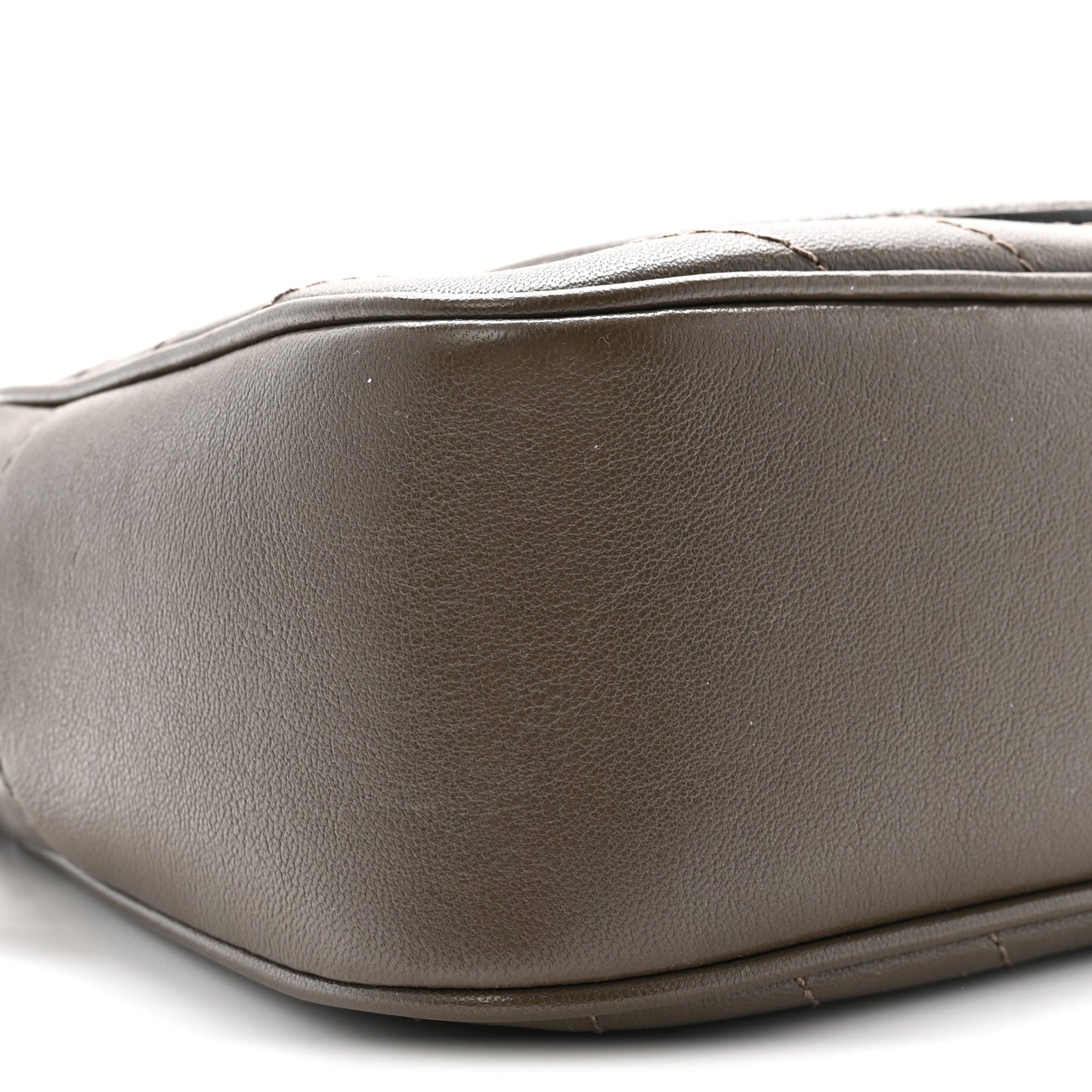 Sakai Be Green Calfskin Diagonal Stitched Small Blondie Shoulder Bag Craclet Brown