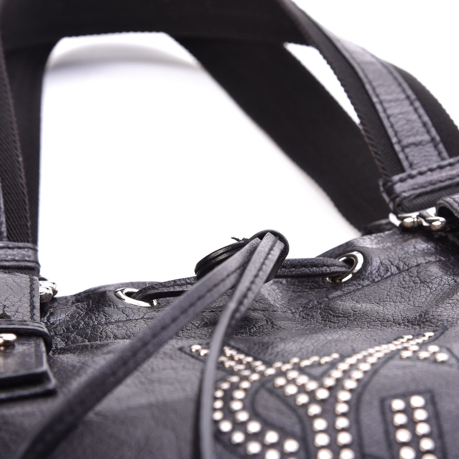 Saint Laurent Calfskin Studded Kahala Sac Black 9 of 9