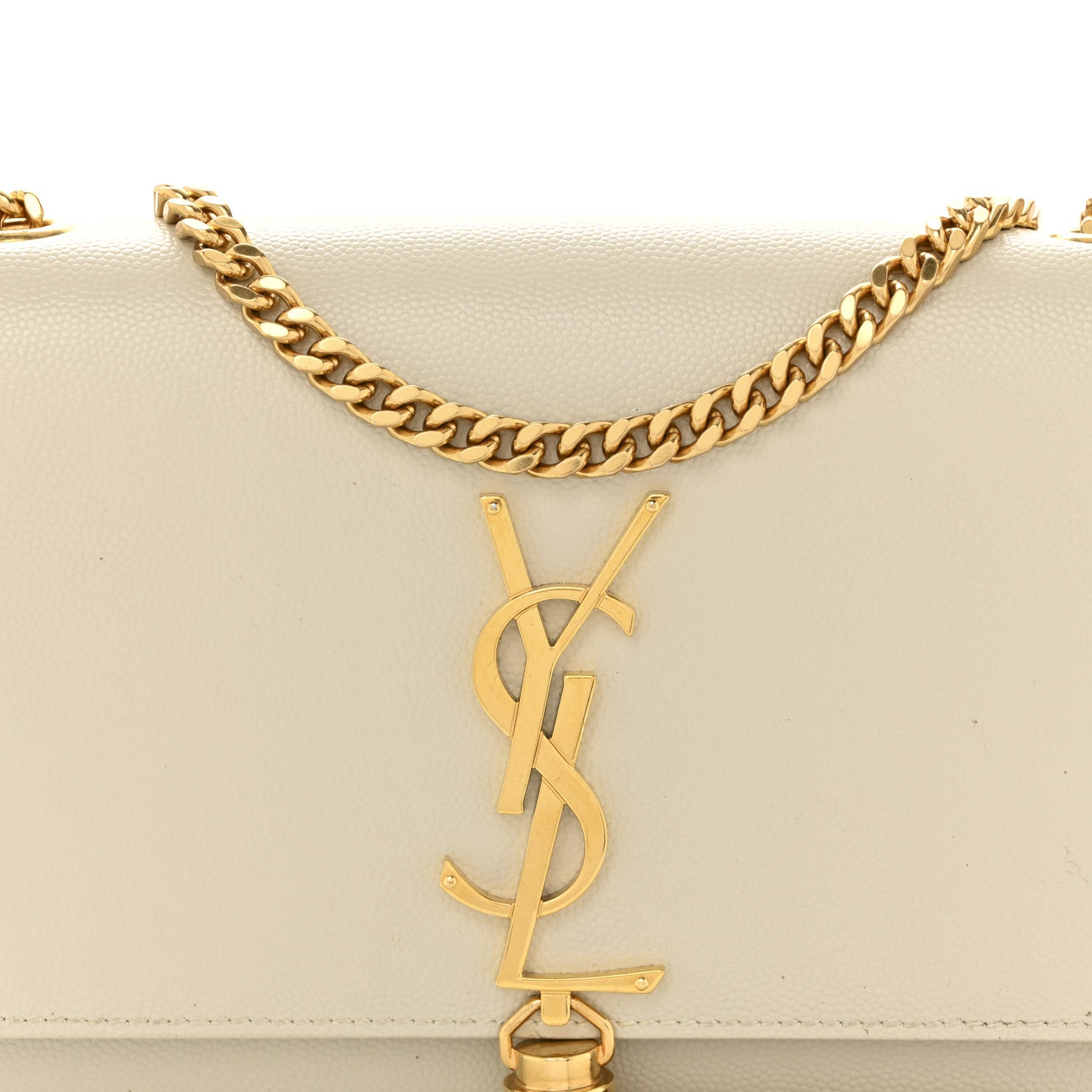 Saint Laurent Grain De Poudre Small Classic Monogram Kate Tassel Satchel Blanc Vintage 8 of 11