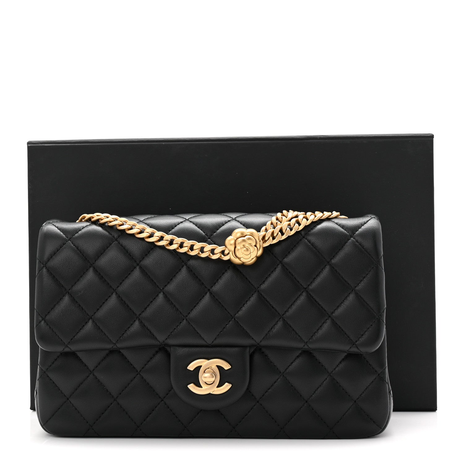 Chanel Lambskin Quilted Small Sweet Camellia Flap Black 11 of 11