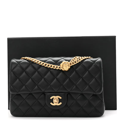 Chanel Lambskin Quilted Small Sweet Camellia Flap Black 11 of 11