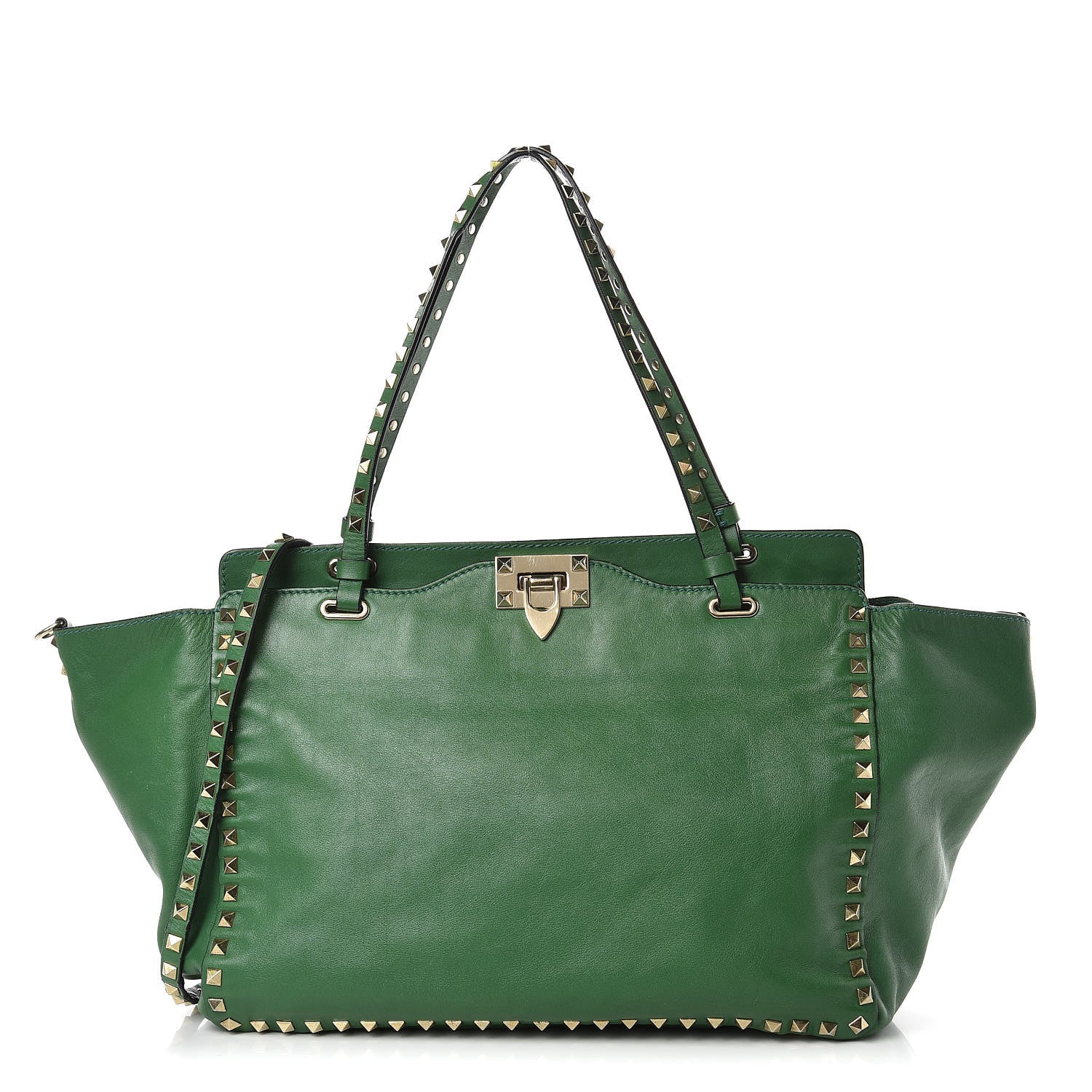 Valentino Garavani Vitello Medium Rockstud Tote Emerald 1 of 13