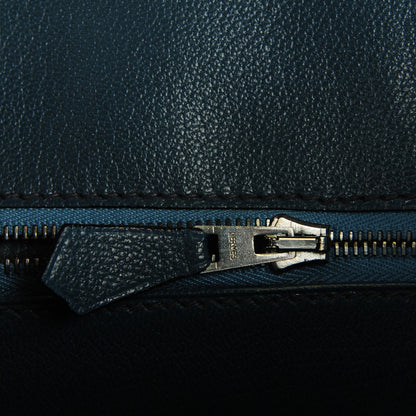 Hermes Shiny Porosus Crocodile Birkin 30 Blue Jean 29 of 32