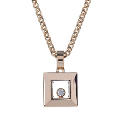 Chopard 18K Yellow Gold Diamond Happy Diamonds Square Pendant Necklace 3 of 7