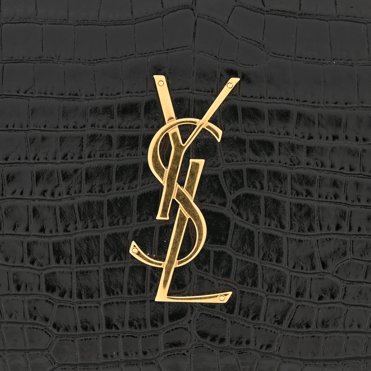 Calfskin Crocodile Embossed Cassandre Wallet On Chain WOC Black