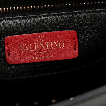 Valentino Garavani Grained Calfskin Rockstud Saddle Bag Black 6 of 14