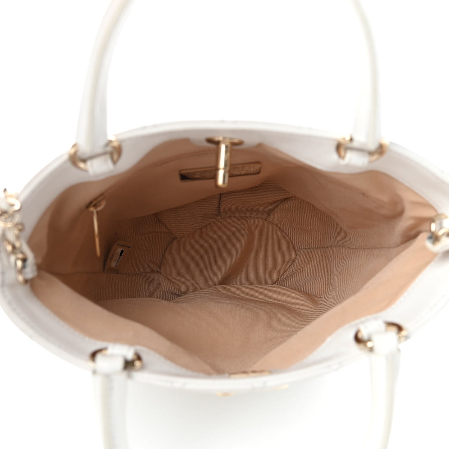 Lambskin Stitched Small Shopping Tote White