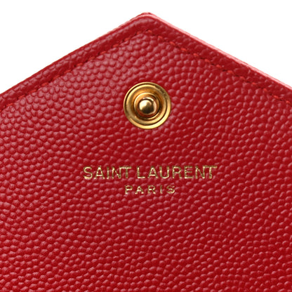Saint Laurent Grain De Poudre Matelasse Chevron Monogram Envelope Chain Wallet New Red 6 of 12