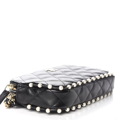 Chanel Calfskin Quilted Pearl Small Clutch With Chain Black 3 of 13