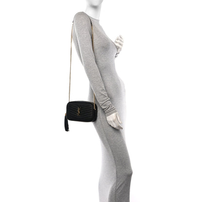 Saint Laurent Grain De Poudre Matelasse Monogram Mini Lou Camera Bag Black 2 of 11