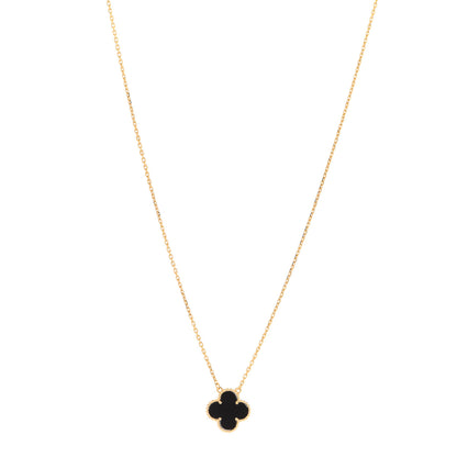 Van Cleef & Arpels 18K Yellow Gold Black Onyx Vintage Alhambra Pendant Necklace 1 of 5
