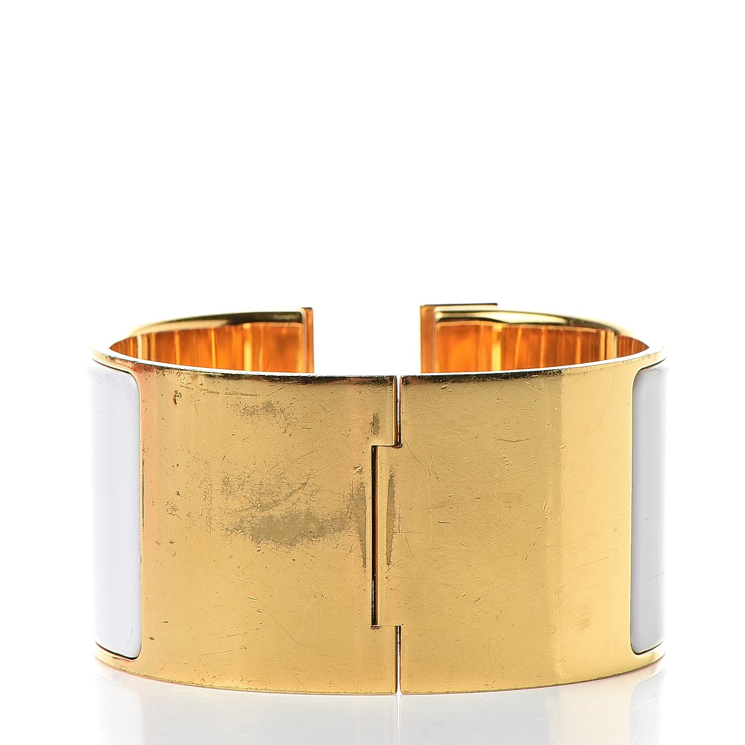 Hermes Enamel Extra Wide Clic Clac H Bracelet PM White 3 of 8