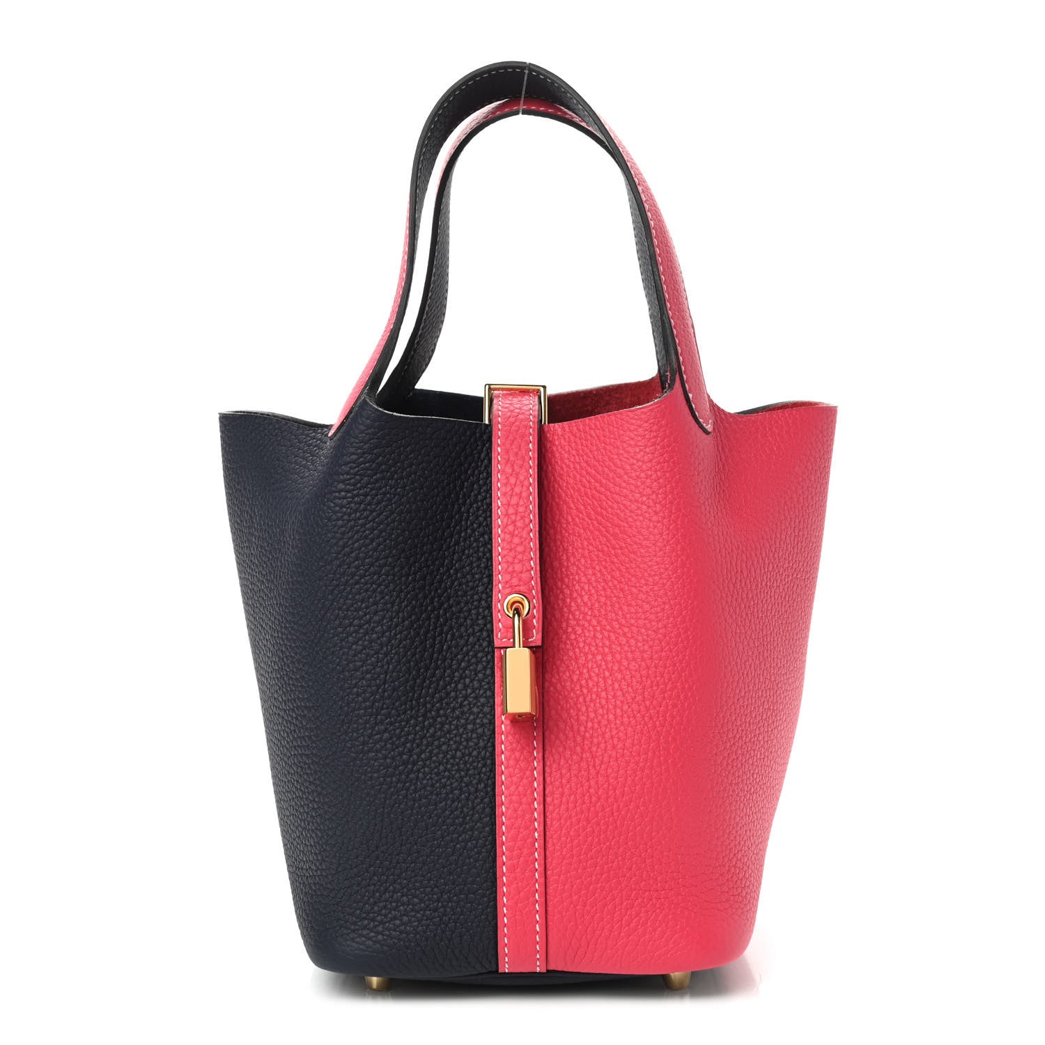 Hermes Taurillon Clemence Casaque Picotin Lock 18 PM Rose Extreme Bleu Nuit 1 of 9