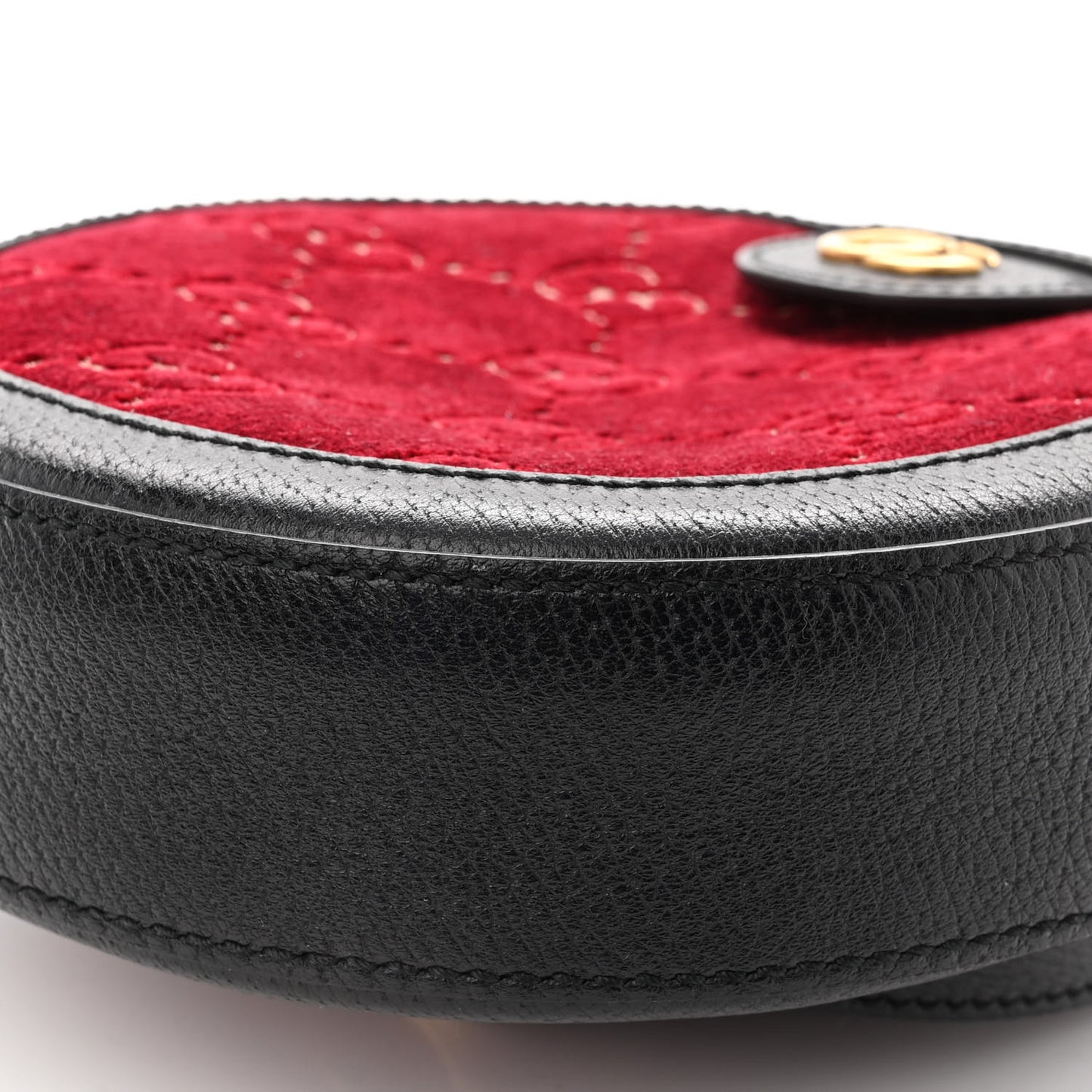 Velvet GG Monogram Textured Calfskin Round Shoulder Bag Red Cipria Black