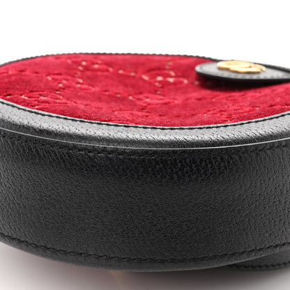 Gucci Velvet GG Monogram Textured Calfskin Round Shoulder Bag Red Cipria Black 11 of 11