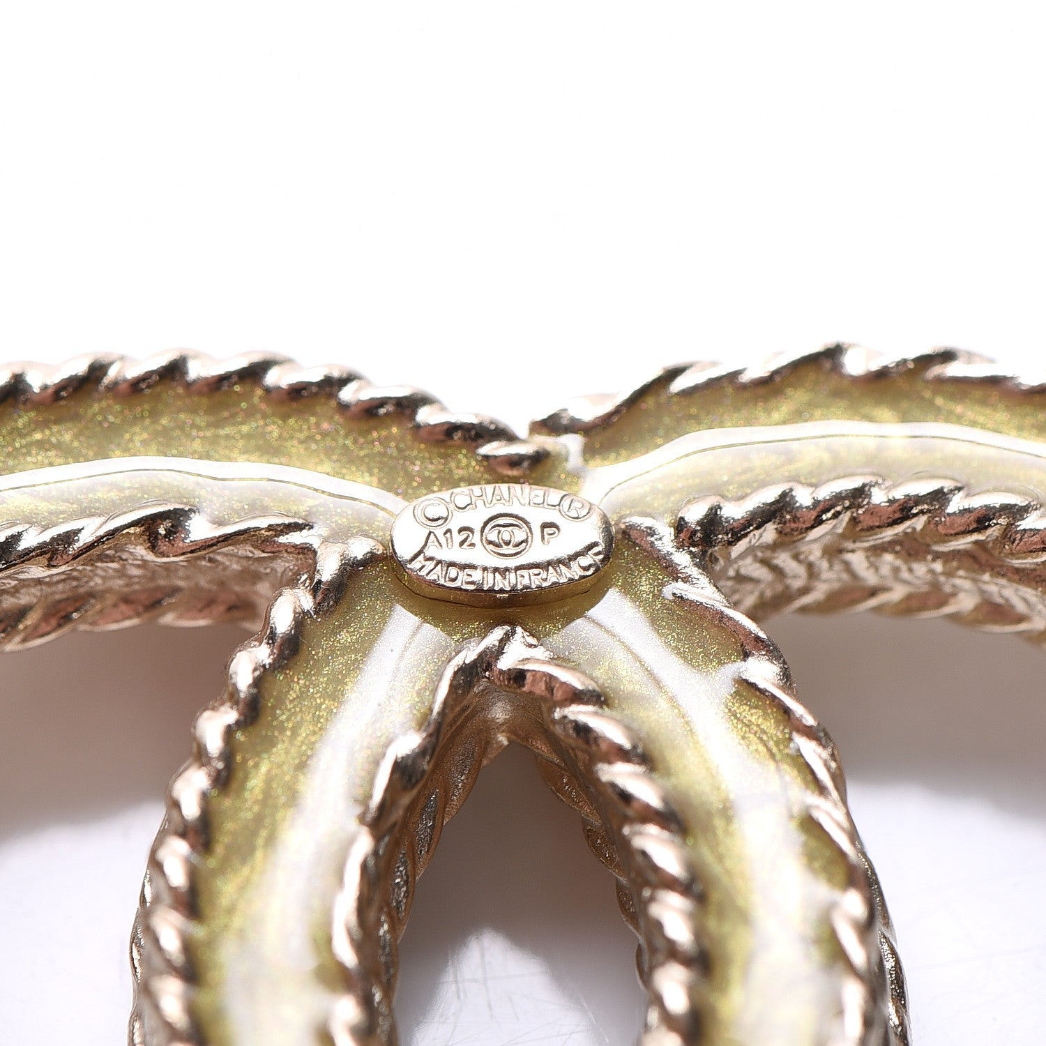 Chanel Crystal CC Brooch Light Gold 4 of 4