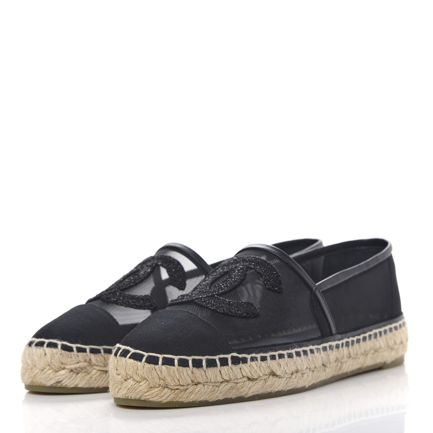 Chanel Mesh Grosgrain CC Espadrilles 36 Black 3 of 10