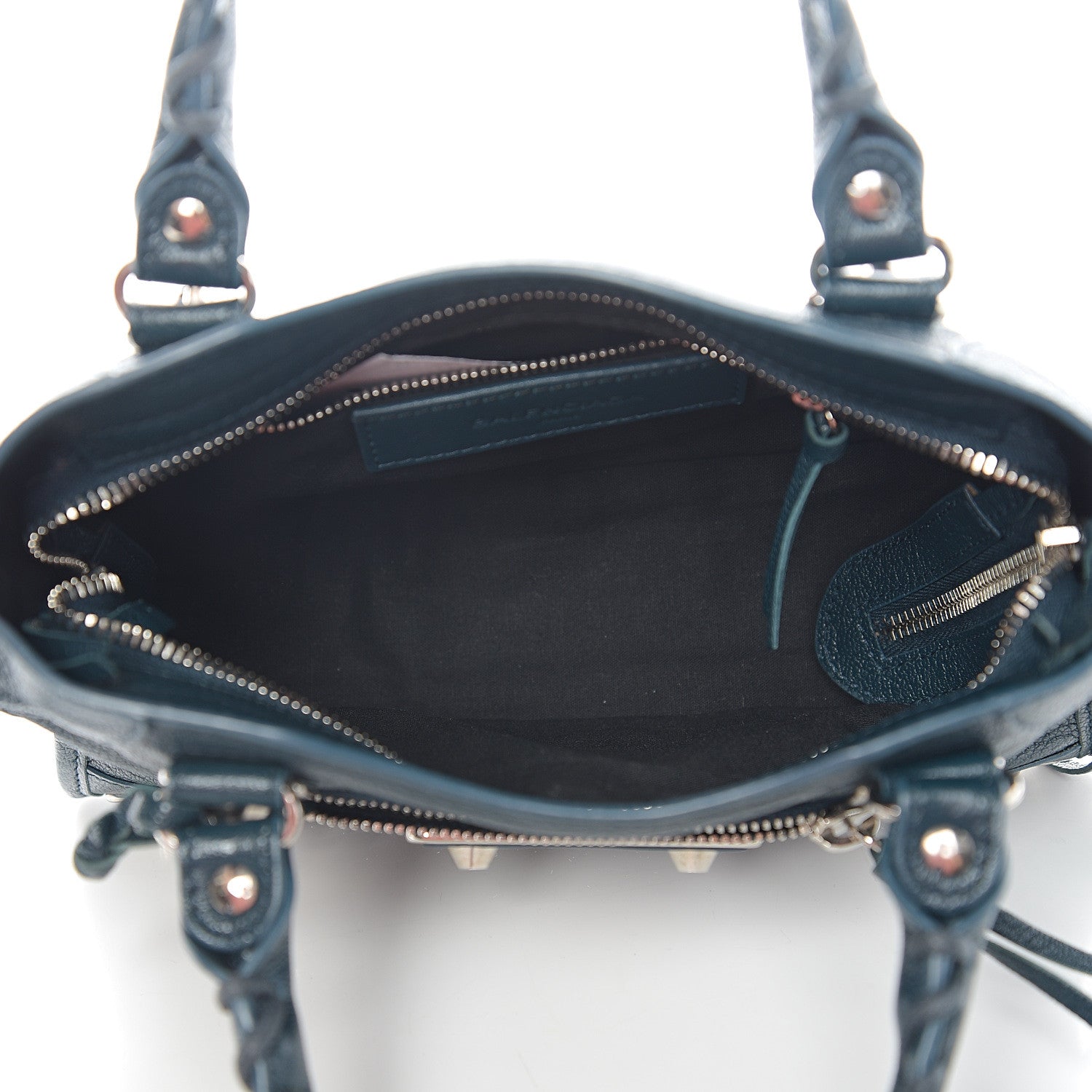 Balenciaga Chevre Silver Metallic Edge Hardware Mini City Bleu Paon 4 of 9