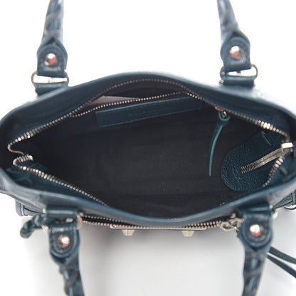 Balenciaga Chevre Silver Metallic Edge Hardware Mini City Bleu Paon 4 of 9