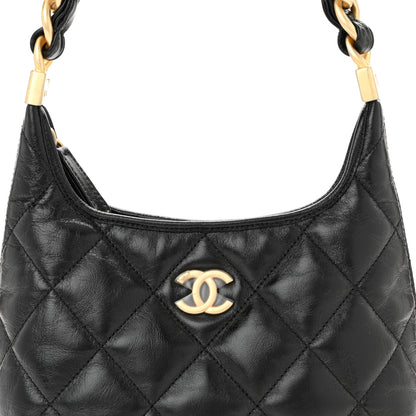 Chanel Shiny Crumpled Lambskin Quilted Small CC Funky Town Hobo Black 8 of 11
