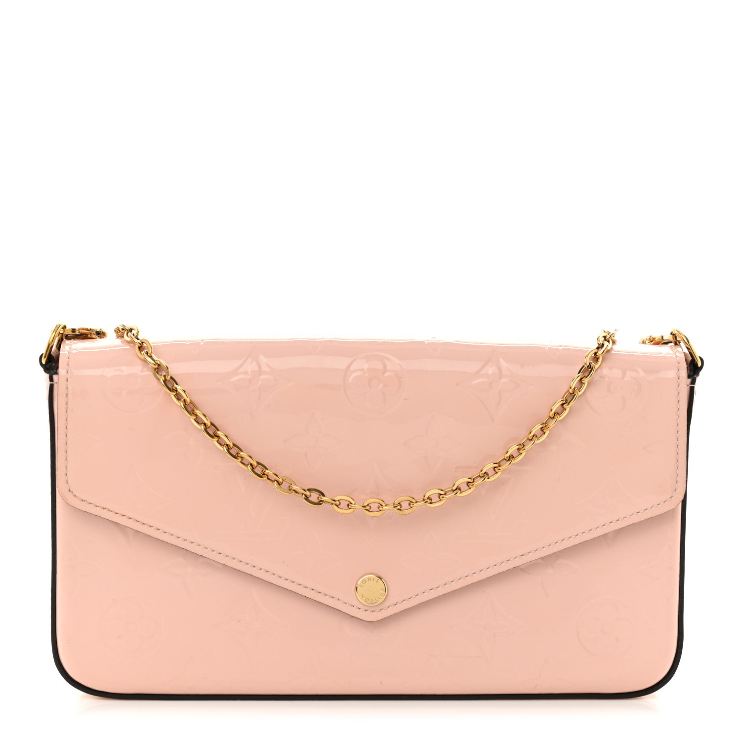 Louis Vuitton Vernis Pochette Felicie Chain Wallet Rose Ballerine 1 of 11