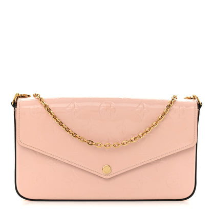 Louis Vuitton Vernis Pochette Felicie Chain Wallet Rose Ballerine 1 of 11