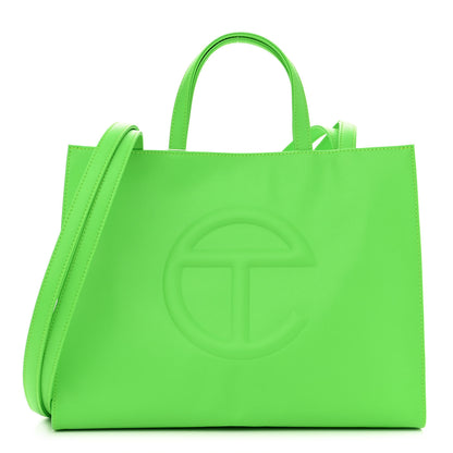 Telfar Vegan Leather Medium Shopping Bag Highlighter Green 1 of 10
