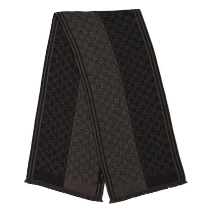 Gucci Wool GG Monogram Fringe Scarf Brown 2 of 3
