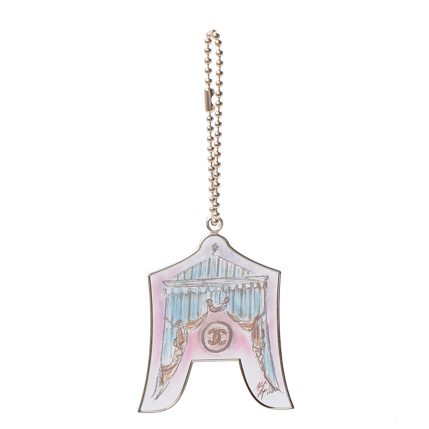 Enamel Circus Tent Bag Charm Pink Blue Silver