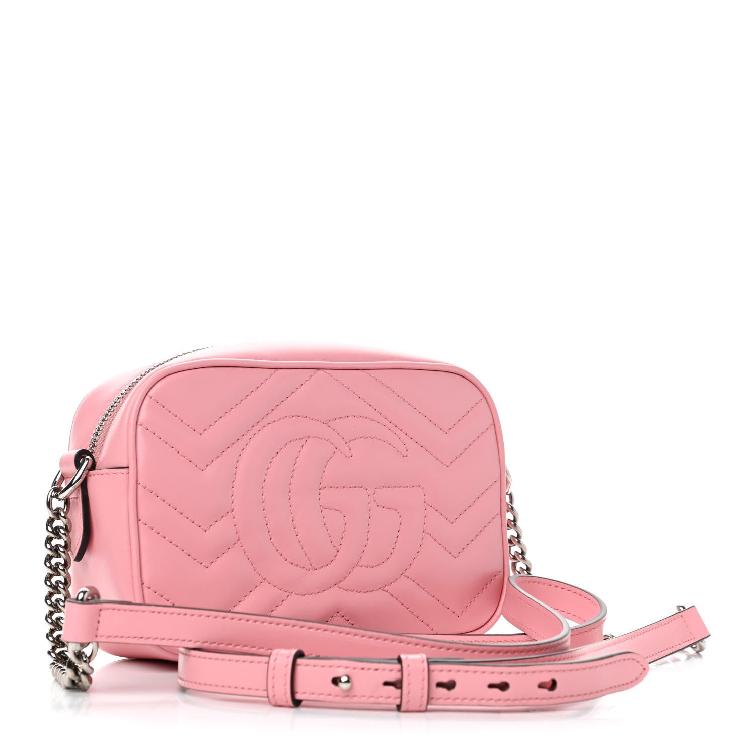 Gucci Calfskin Matelasse Mini GG Marmont Chain Shoulder Bag Wild Rose 2 of 4