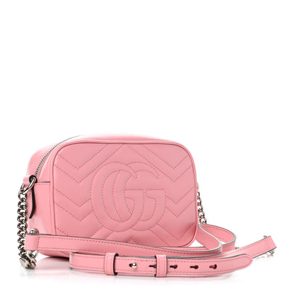 Gucci Calfskin Matelasse Mini GG Marmont Chain Shoulder Bag Wild Rose 2 of 4