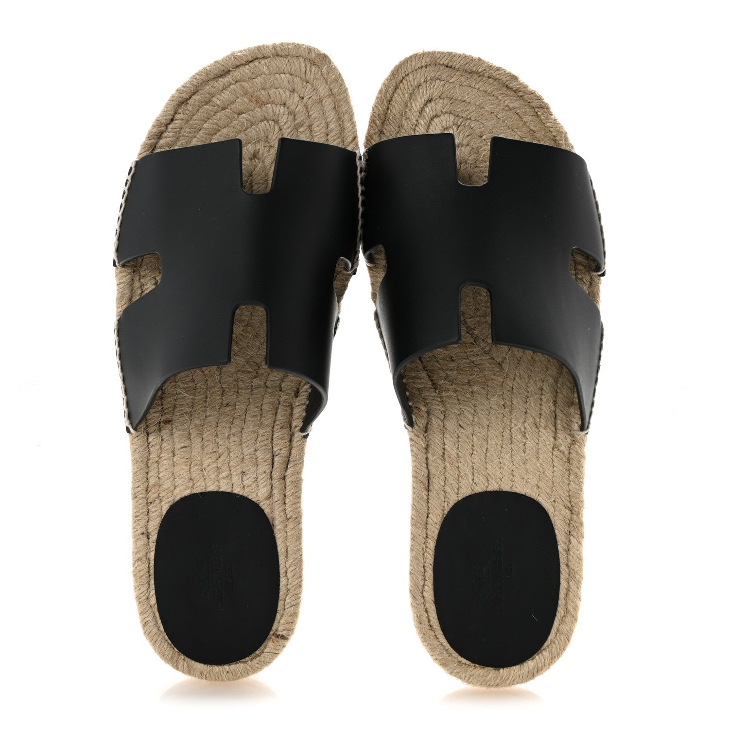 Hermes Calfskin Mens Antigua Espadrille Sandals 43 Black 2 of 10