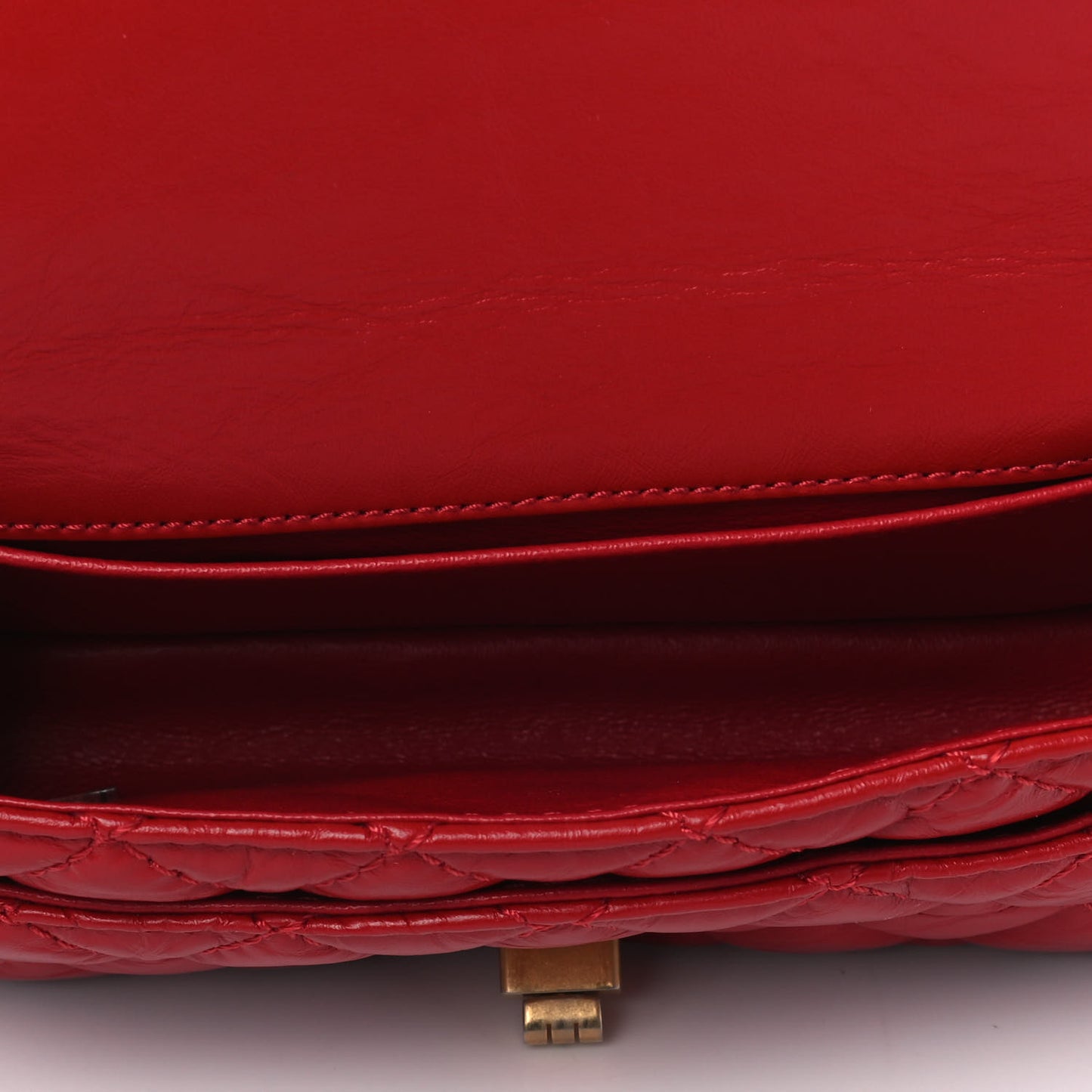 Aged Calfskin Quilted 2.55 Reissue Flap Belt Bag Red