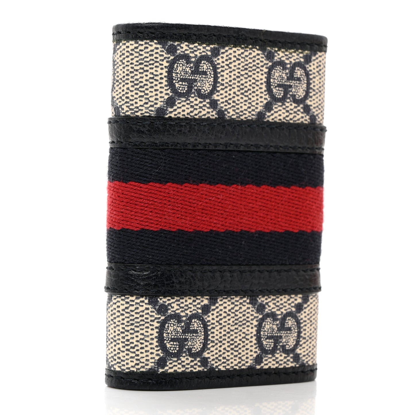 GG Supreme Monogram Web Ophidia 6 Key Holder Case Beige Blue
