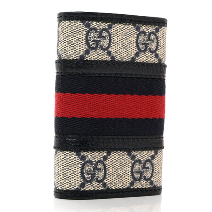 Gucci GG Supreme Monogram Web Ophidia 6 Key Holder Case Beige Blue 3 of 8