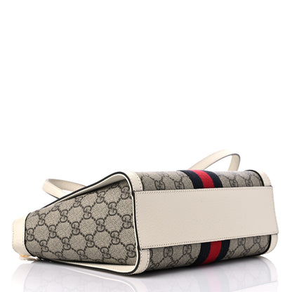 Gucci GG Supreme Monogram Textured Dollar Calfskin Web Small Ophidia Tote Bag Beige Ebony Mystic White 4 of 10