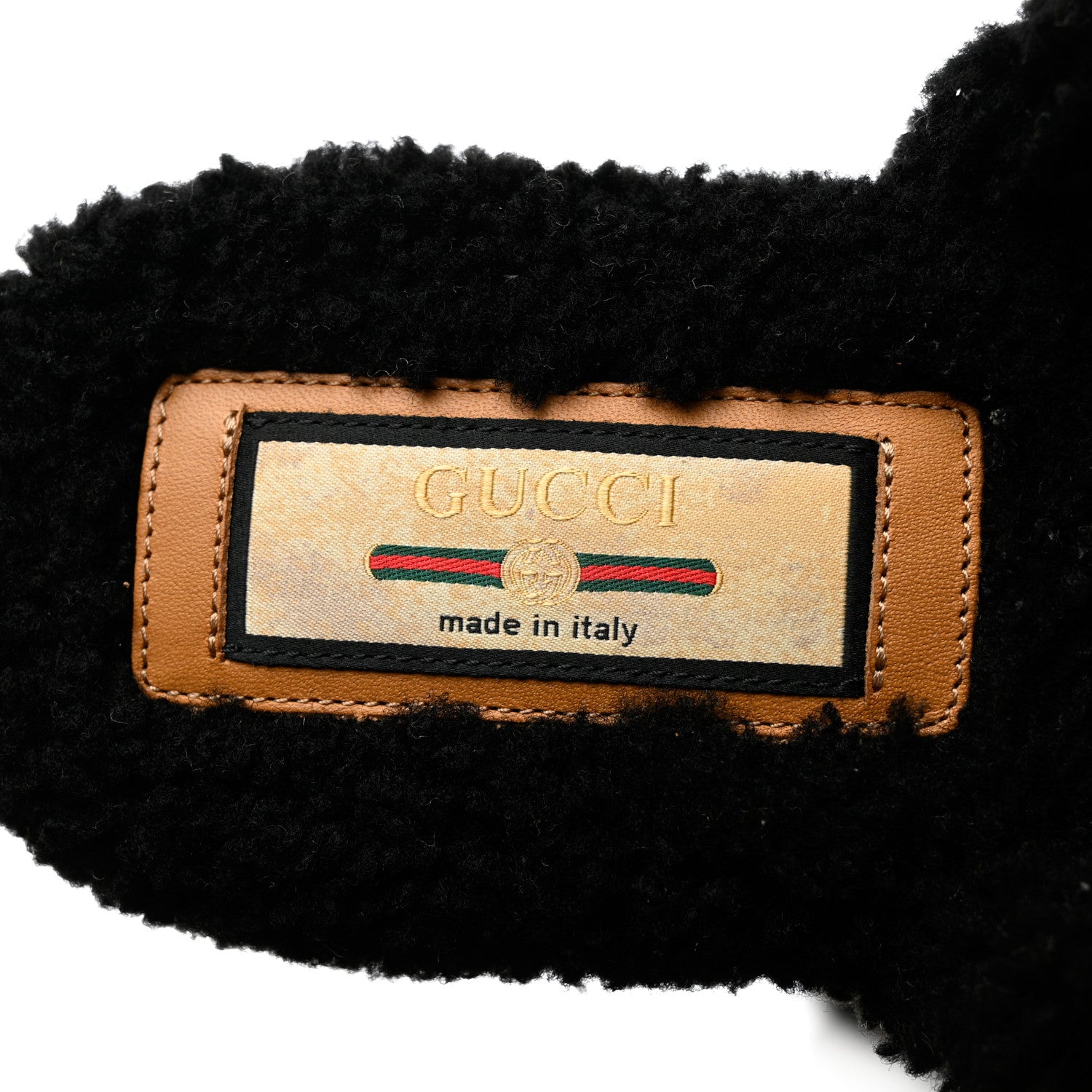 Gucci Shearling Interlocking G Womens Eileen Slippers 37 Black Butterscotch 6 of 10