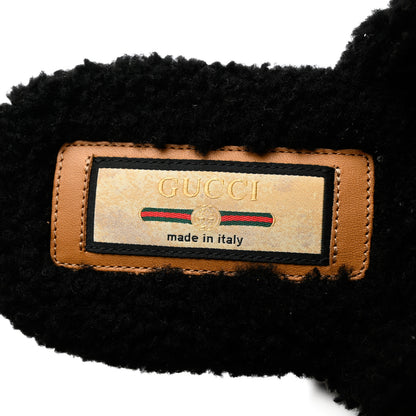 Gucci Shearling Interlocking G Womens Eileen Slippers 37 Black Butterscotch 6 of 10