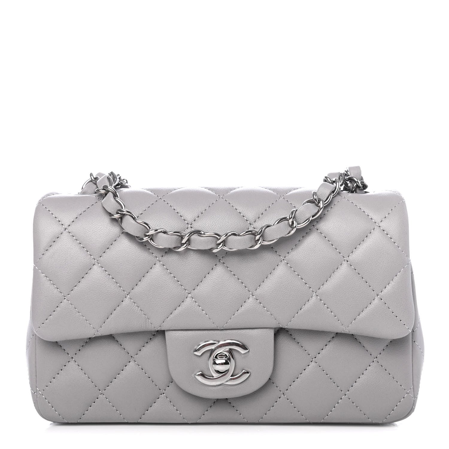 Chanel Lambskin Quilted Mini Rectangular Flap Grey 1 of 4