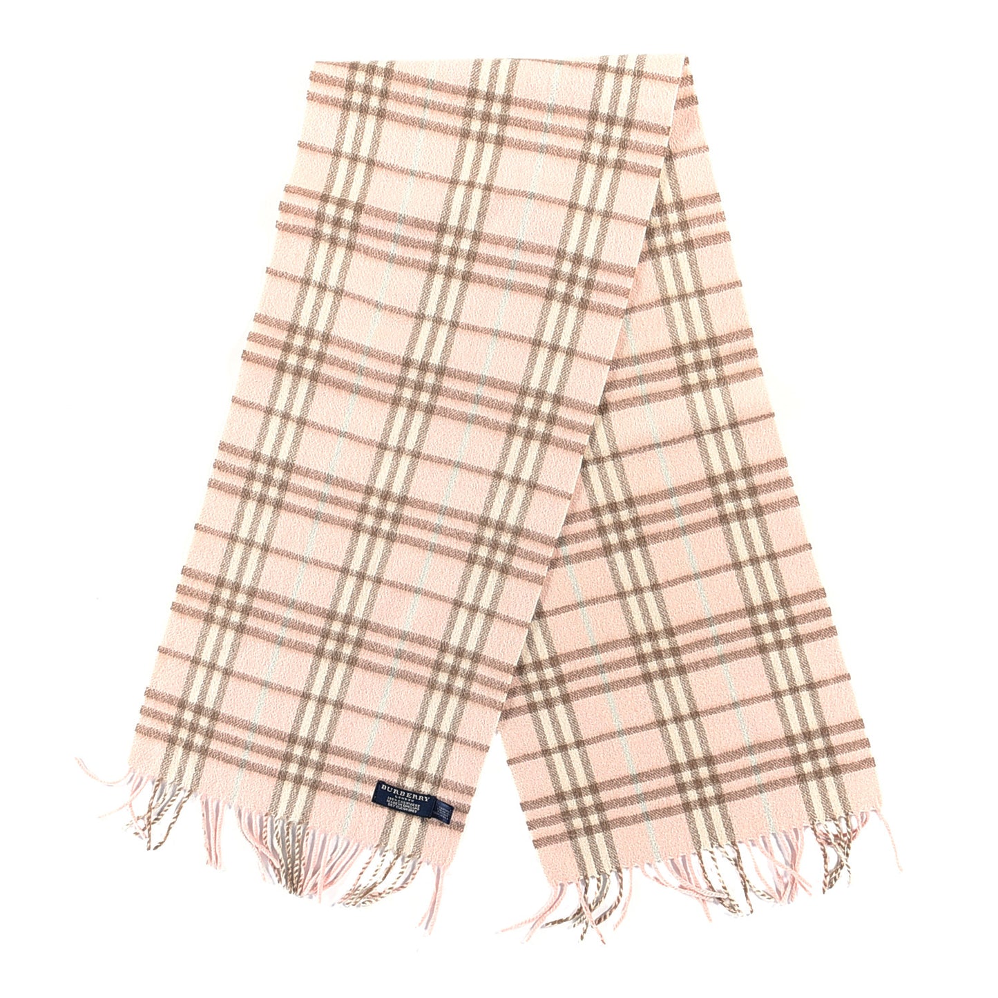 Cashmere Check Fringe Scarf Pink