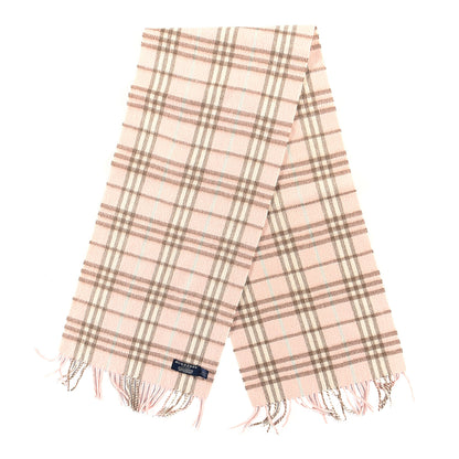 Burberry Cashmere Check Fringe Scarf Pink 2 of 3
