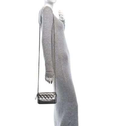 Chanel Metallic Lambskin Calfskin Quilted Small Gabrielle Clutch With Chain Silver 2 of 11