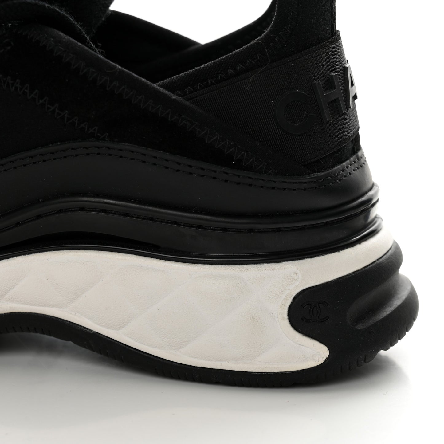 Velvet Calfskin Mixed Fibers CC Sneakers 37 Black