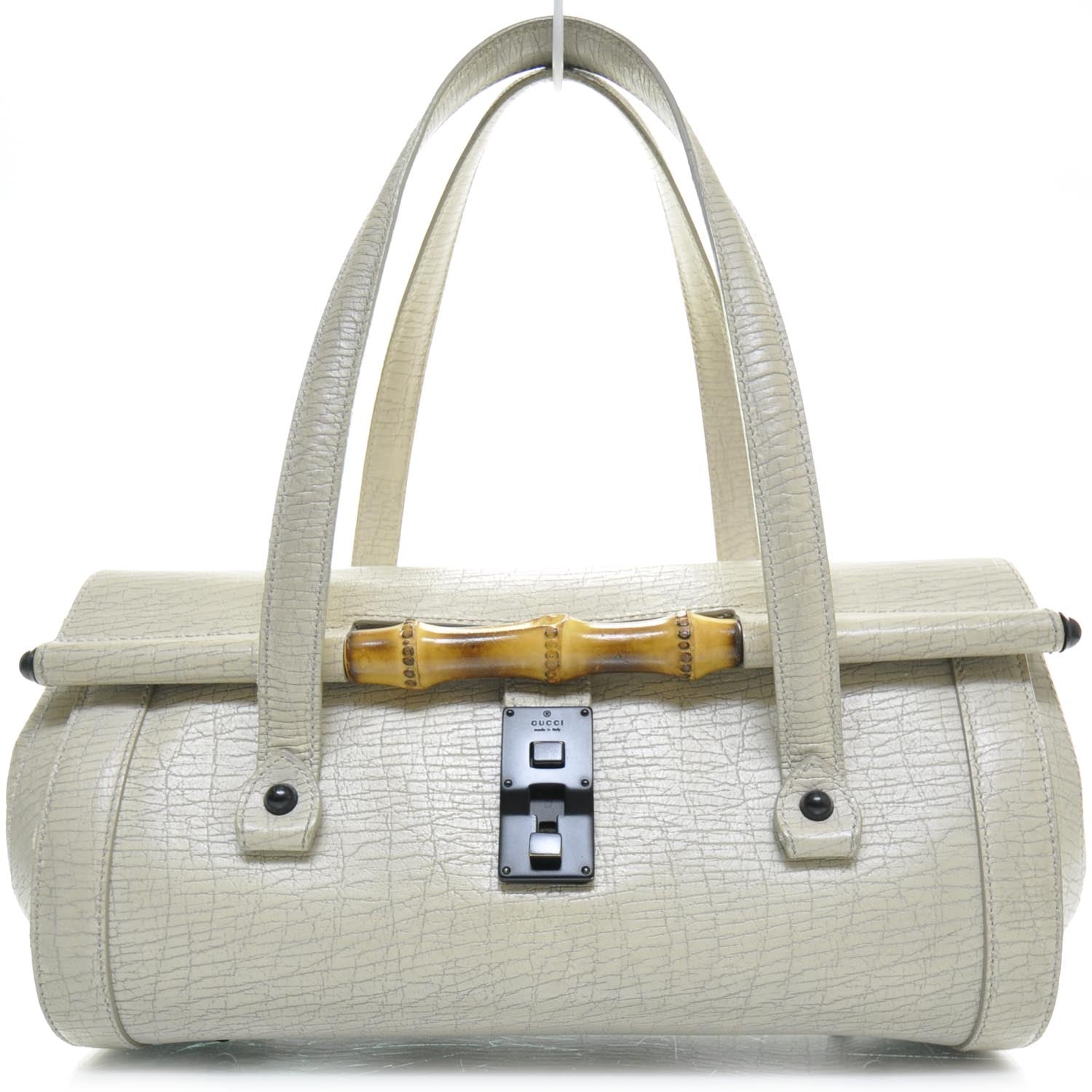Gucci Leather Bamboo Bullet Satchel Ivory 1 of 10
