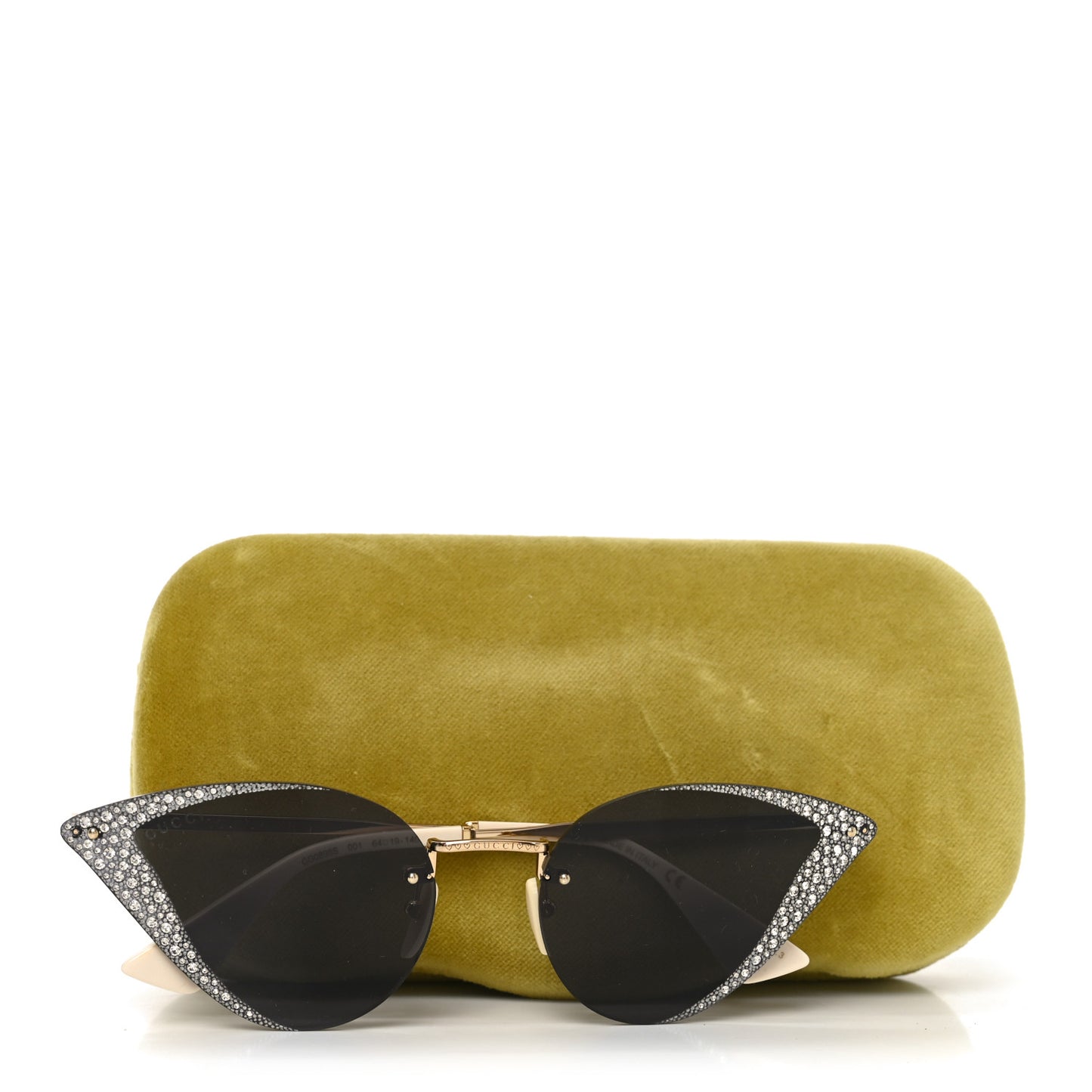 Metal Crystal Geometrical Frame Sunglasses GG0898S Silver Gold